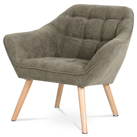 Křeslo, potah lanýžová látka, dřevěné nohy, masiv kaučukovník AK-321 LAN2